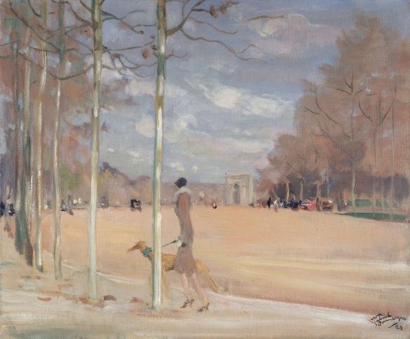 Madame Domergue Walking Her Greyhound on Avenue du Bois